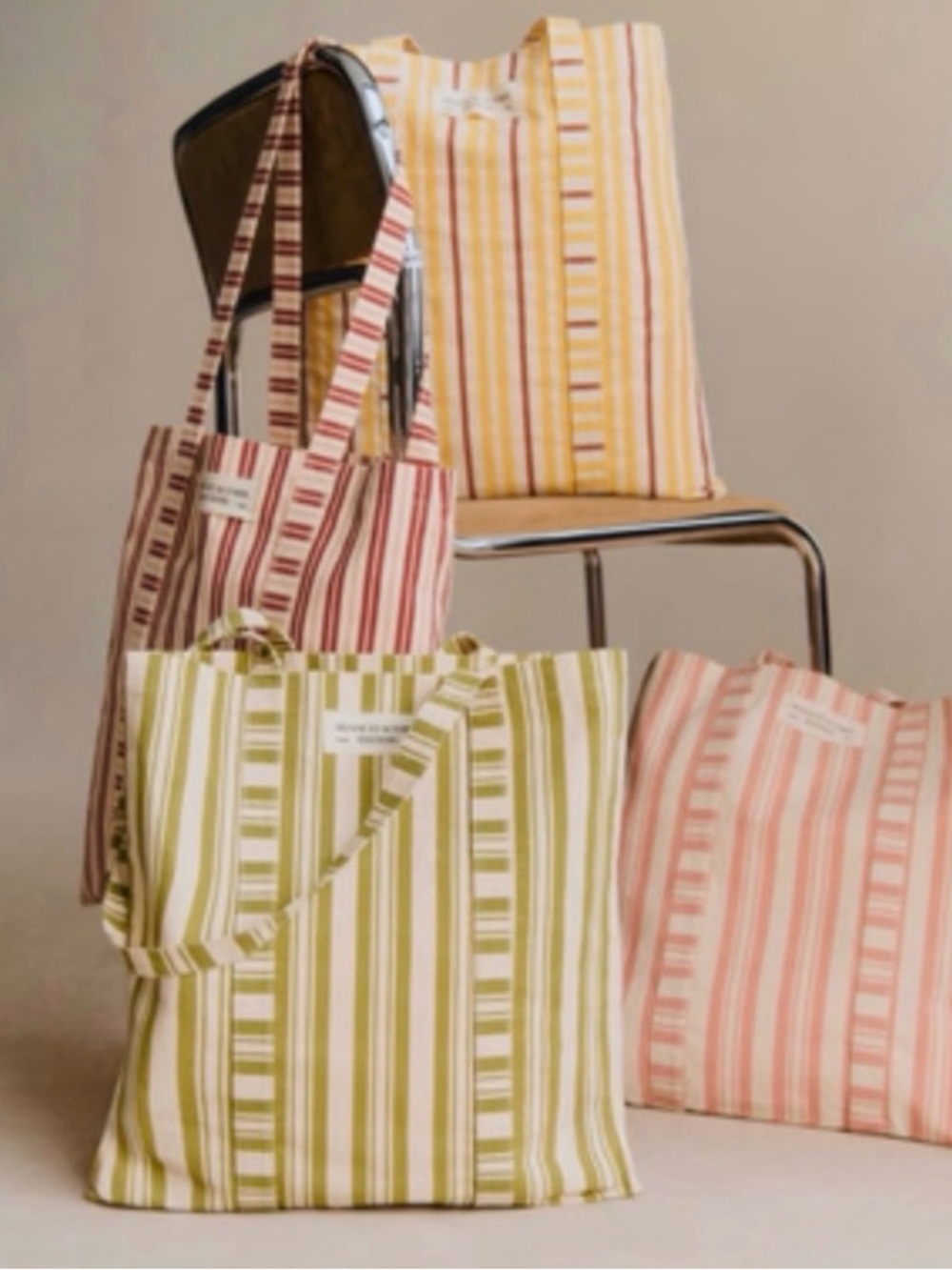 Brand New Sézane Striped Tote Bag Limited Edition in Yellow